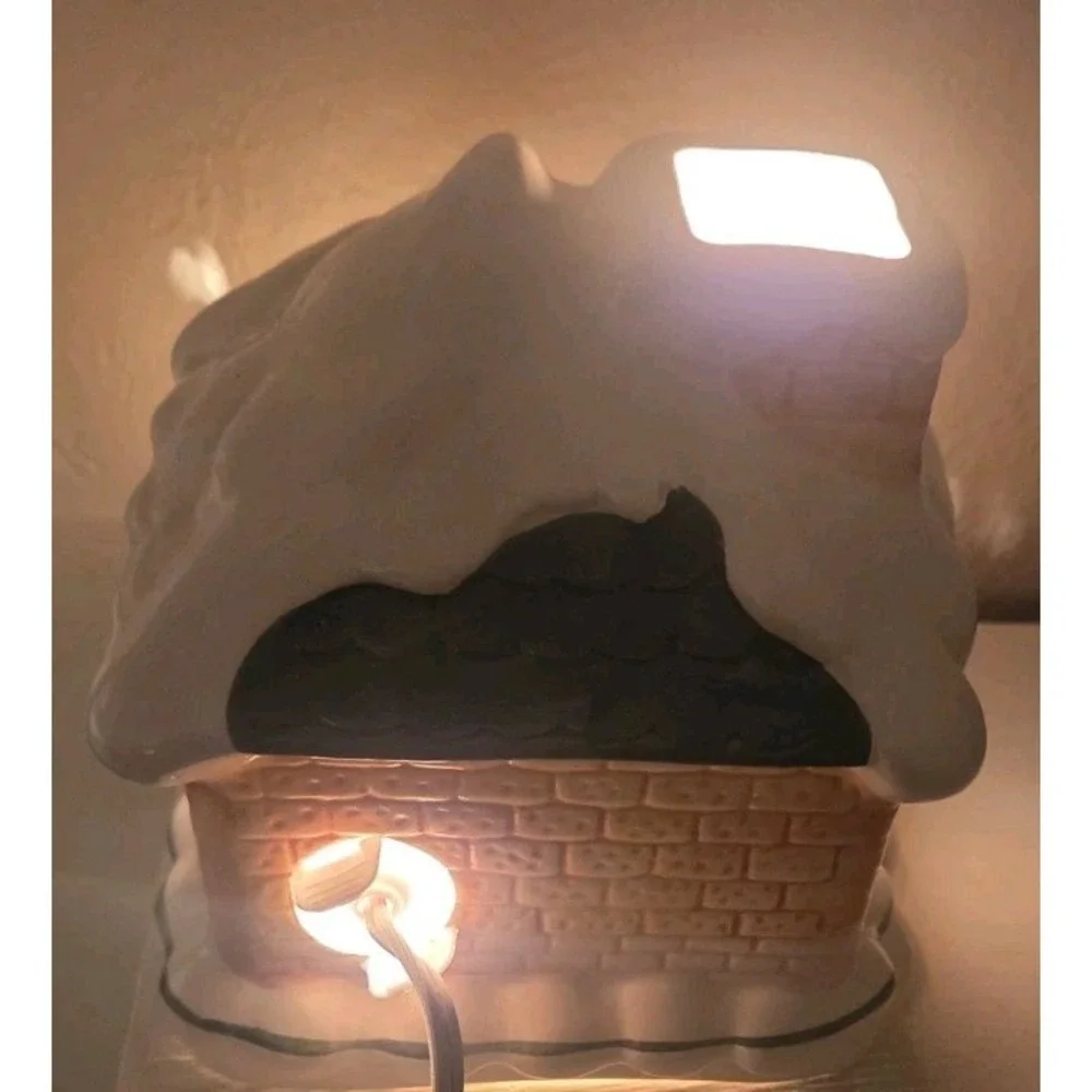 Vintage Village Christmas Lighted House Decorated and Snow Covered Plug in Cord